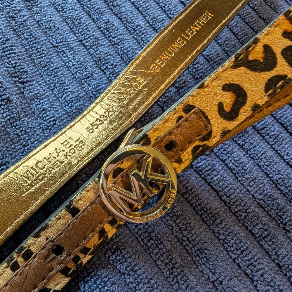 Michael Kors Gold and Leopard Print Women's Belt